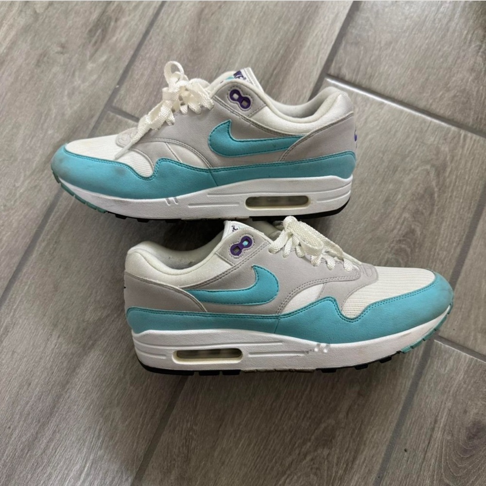 Nike Air Max 1 OG Anniversary Aqua White  908375-105 Mens Size 9 Shoes Sneakers